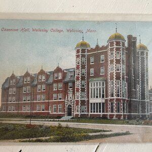 Antique Wellesley College postcard - Cazenove Hall